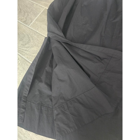 EVERLANE‎ Easy Button Front Black Cotton Midi Skirt Paperbag Waist Medium NWT - Picture 10 of 10